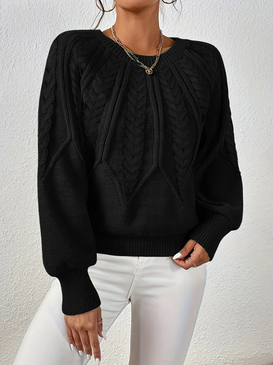 Relaxed Cable-Knit Sweater for Women