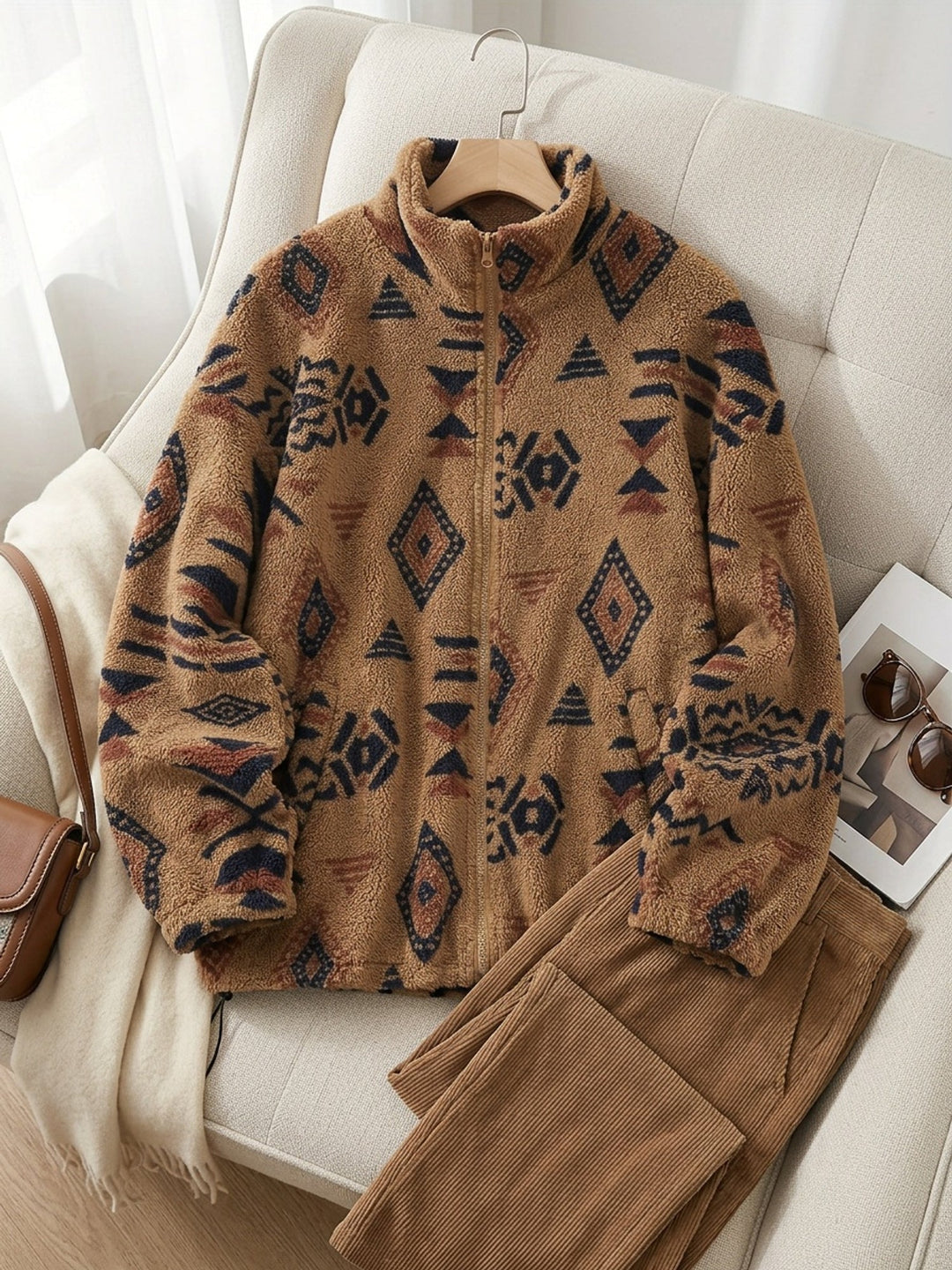 Zip-Up Jacket for Women, Patterned Style