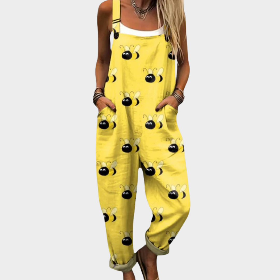 Yellow Stylish Bee Art Jumpsuit for Women