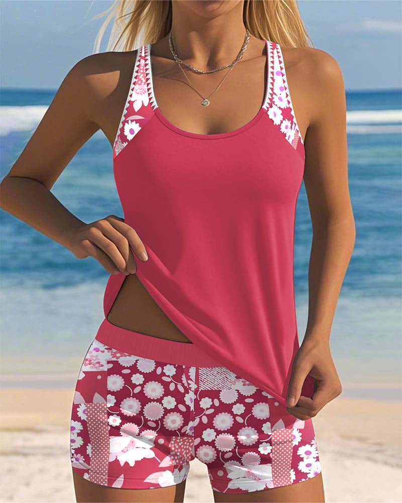 Trendy Printed Swimsuit Set for Women, Plus Size