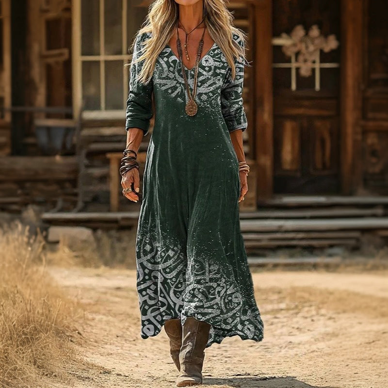 Vintage Long Sleeve Casual Dress for Women