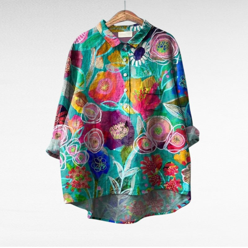 Multicolor Long Sleeve Blouse for Women, Classic Style