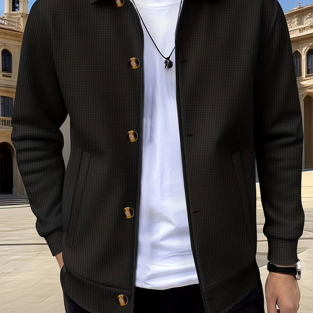 Button-Up Jacket for Men, Textured Style