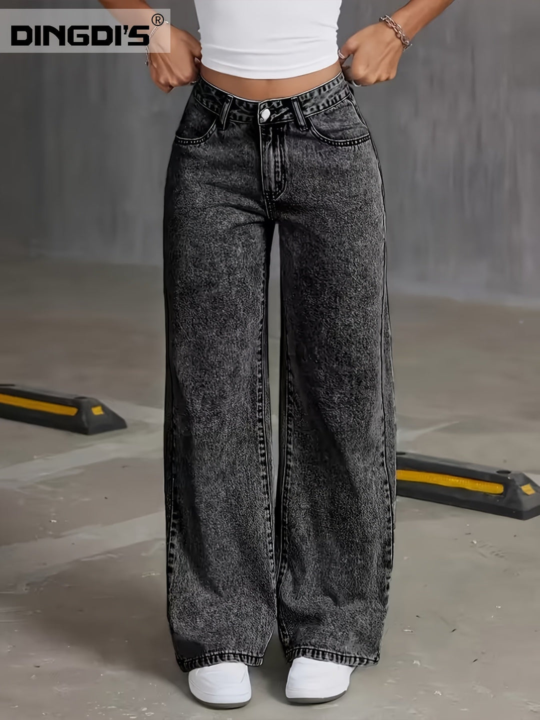 Black High-Waisted Wide-Leg Jeans for Women