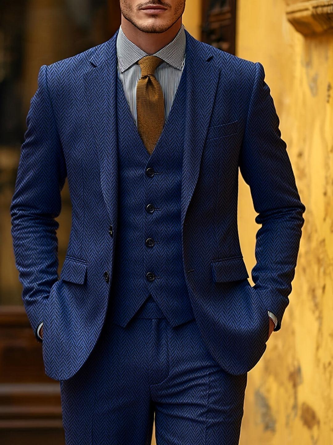 Refined Three-Piece Suit for Men, Plus Size