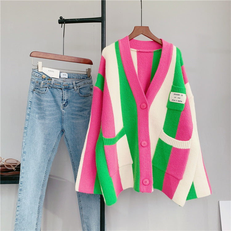 Women's Cardigan – Orange, Rose Red