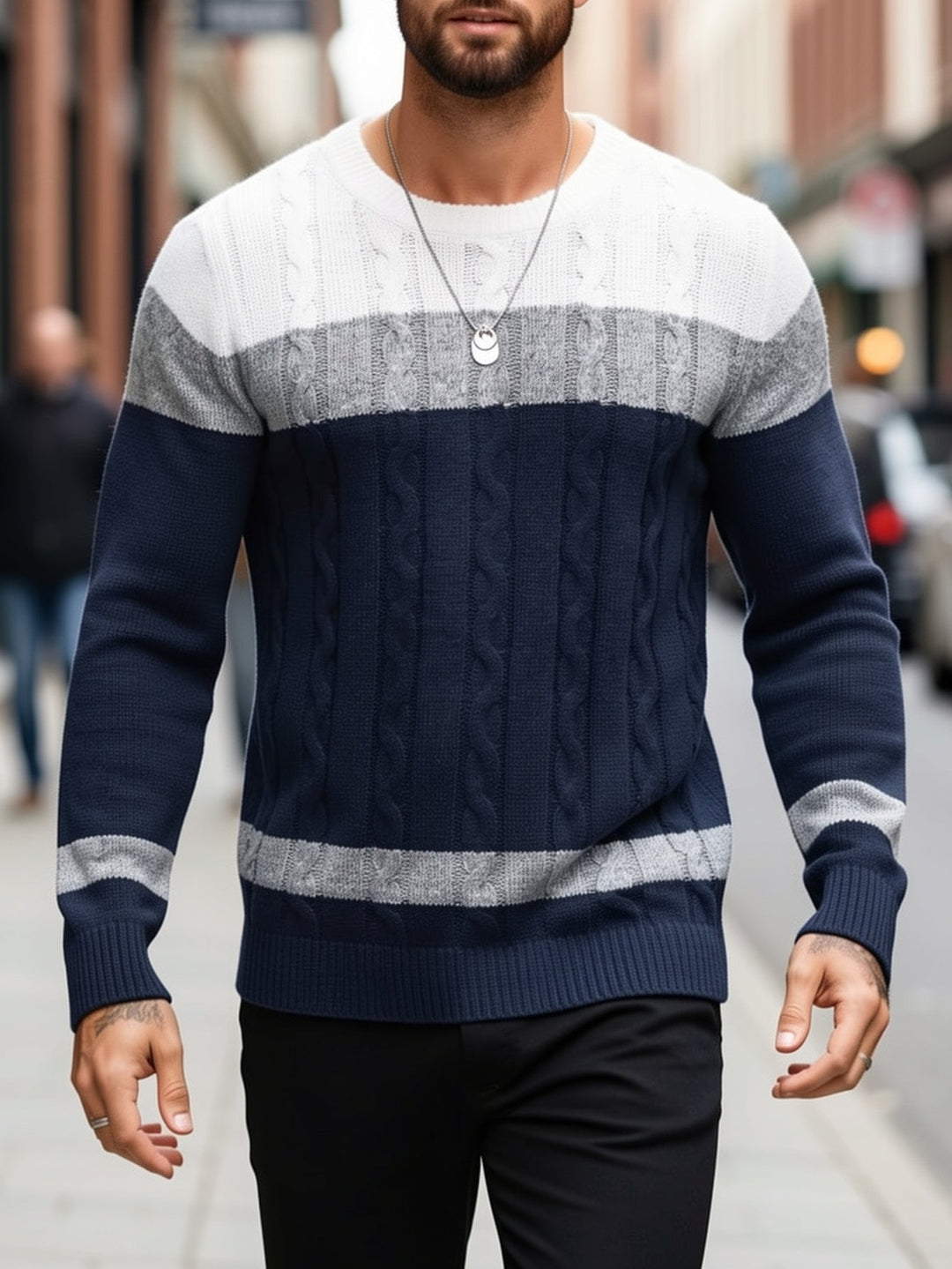 Men's Textured Cable-Knit Sweater