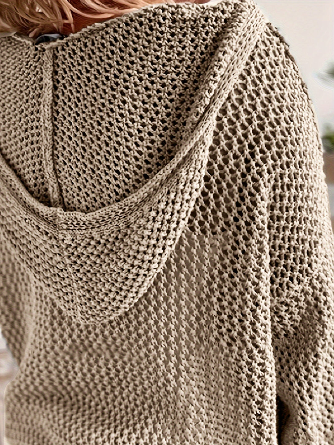 Open-Knit Hooded Sweater for Women, Relaxed Style