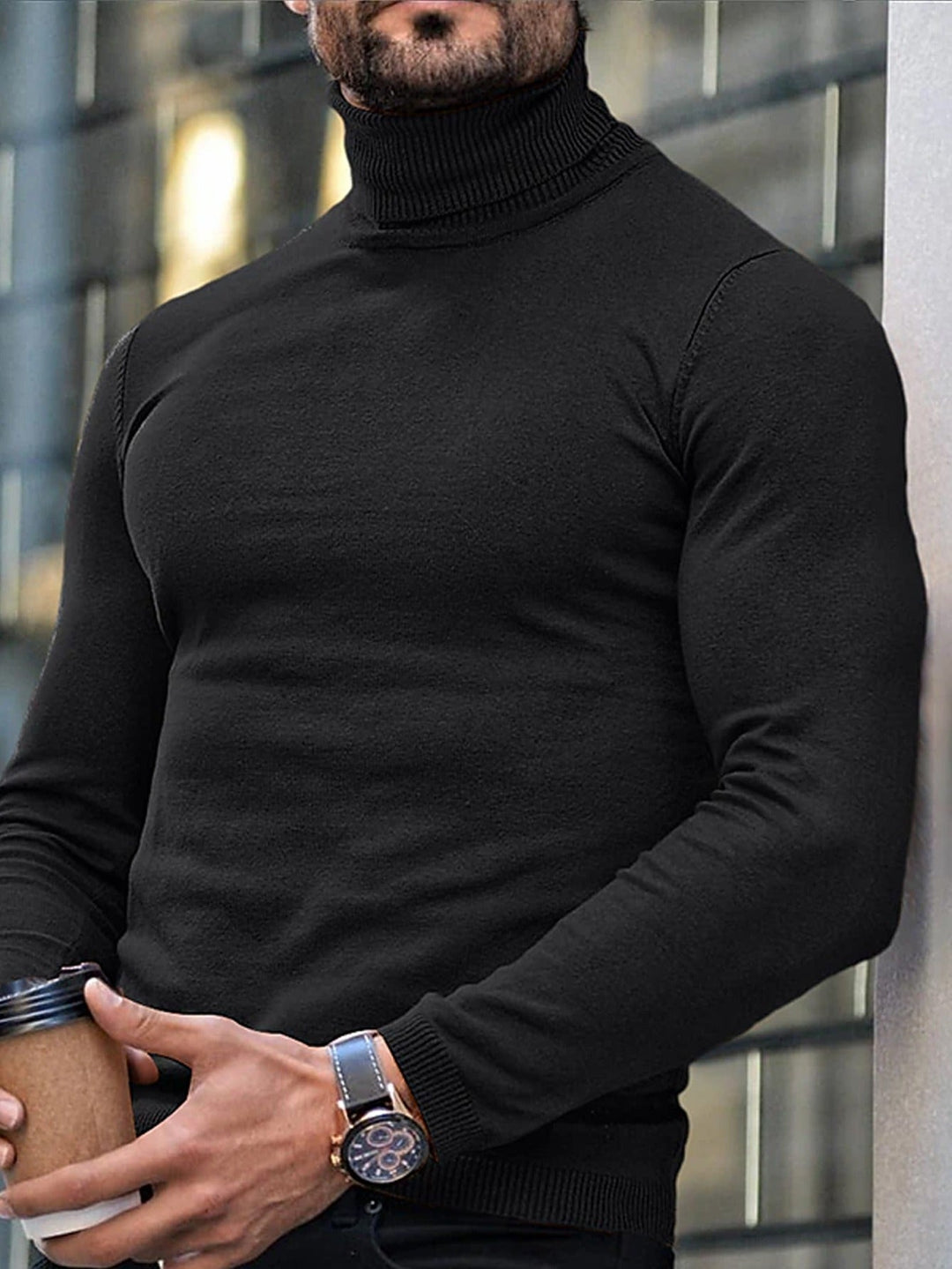 High-Neck Turtleneck for Men, Refined Style