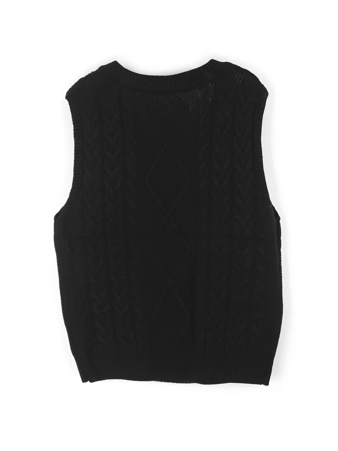 Ladies Cozy Cable-Knit V-Neck Sweater Vest