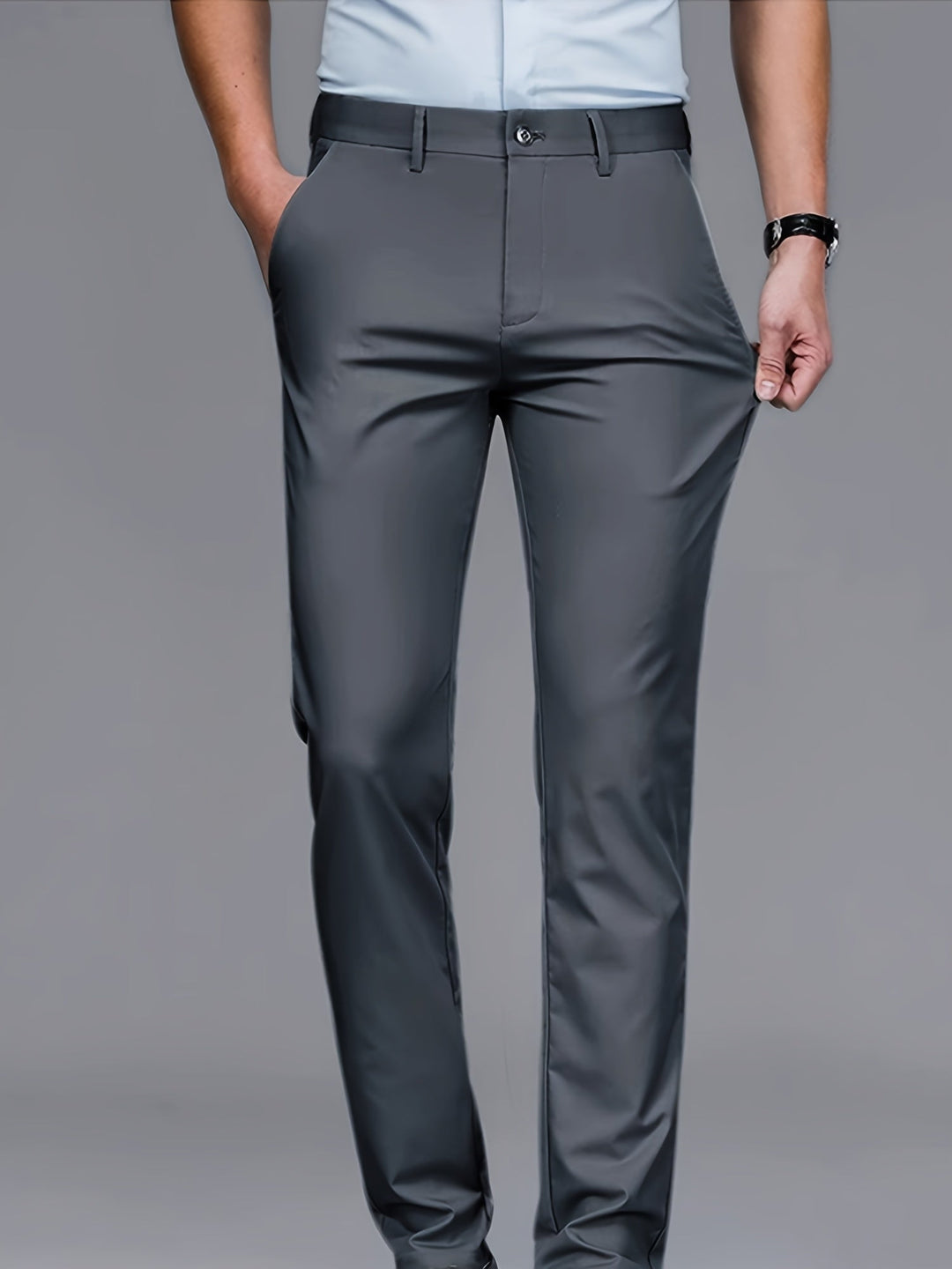 Straight-Leg Trousers, Men's Tailored Fit, Black