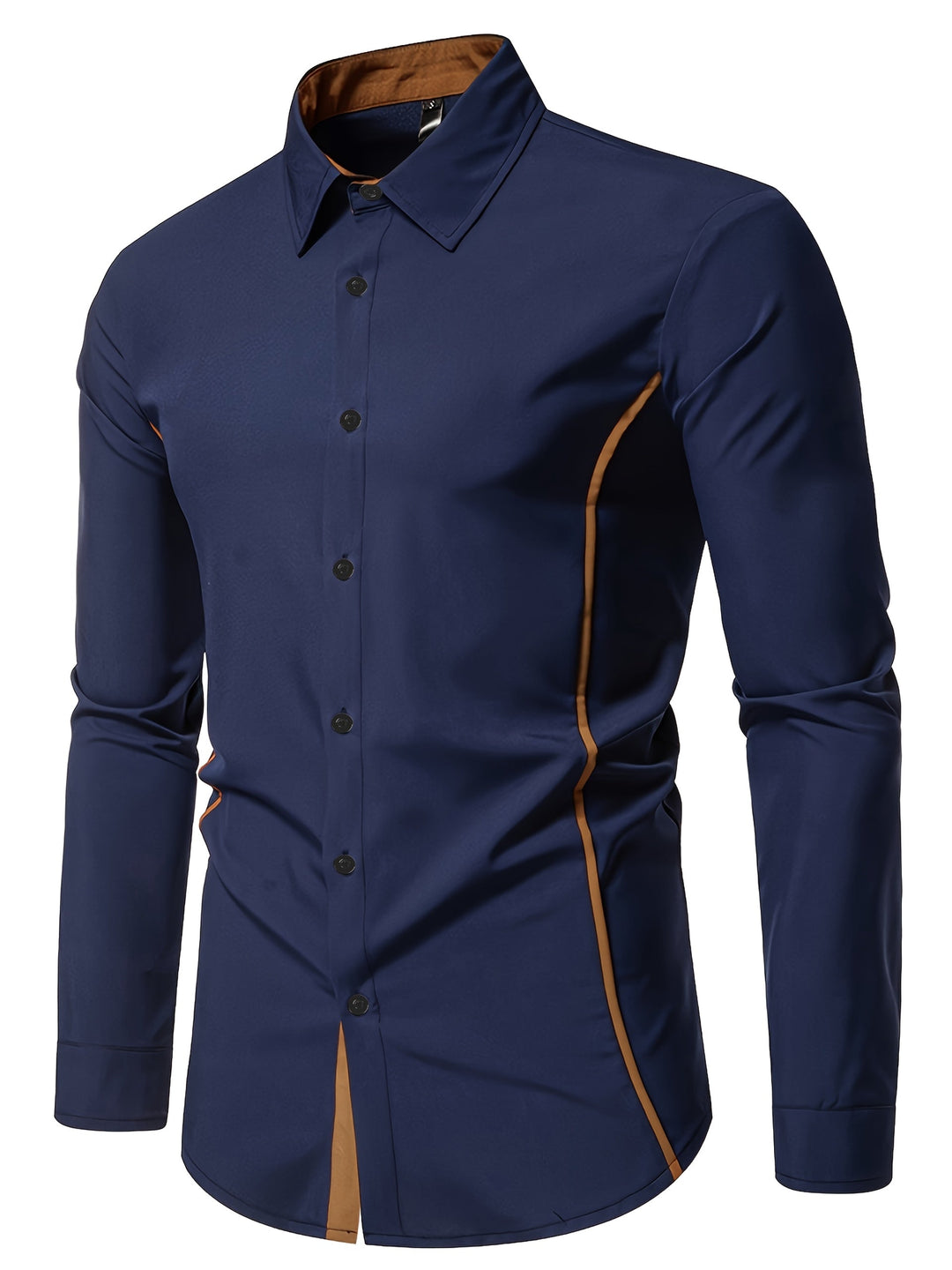Contrast-Trim Slim Shirt for Men, Plus Size