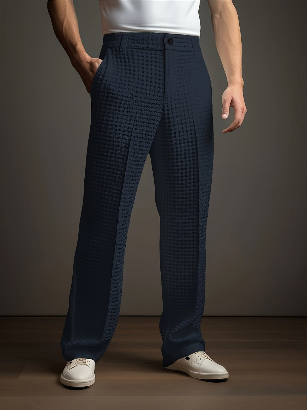 Relaxed Textured Trousers for Men, Plus Size