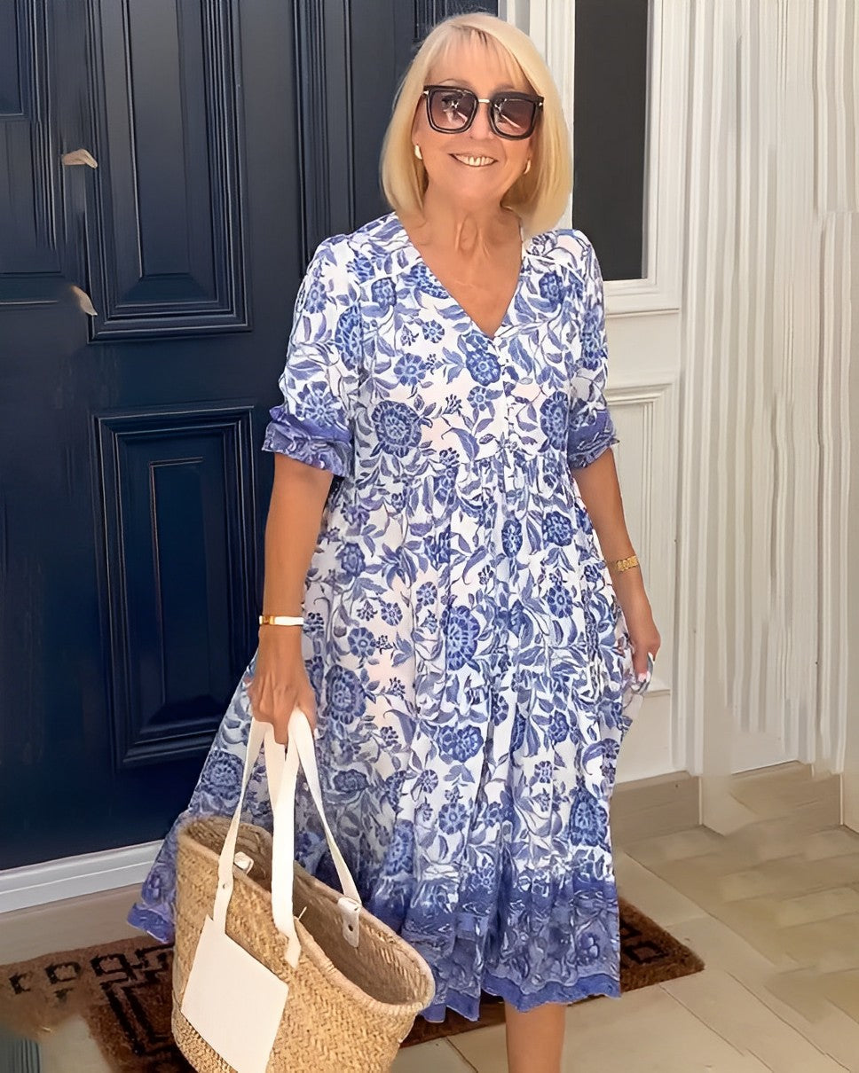 Women's Stylish V-Neck Floral Dress