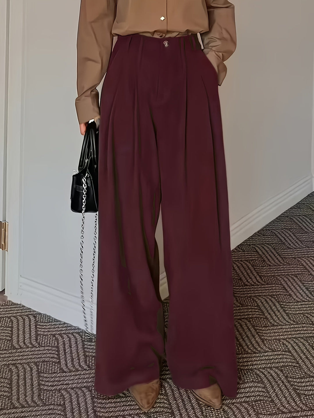 Pleated Wide-Leg Trousers for Women