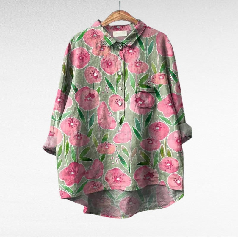 Multicolor Long Sleeve Blouse for Women, Classic Style
