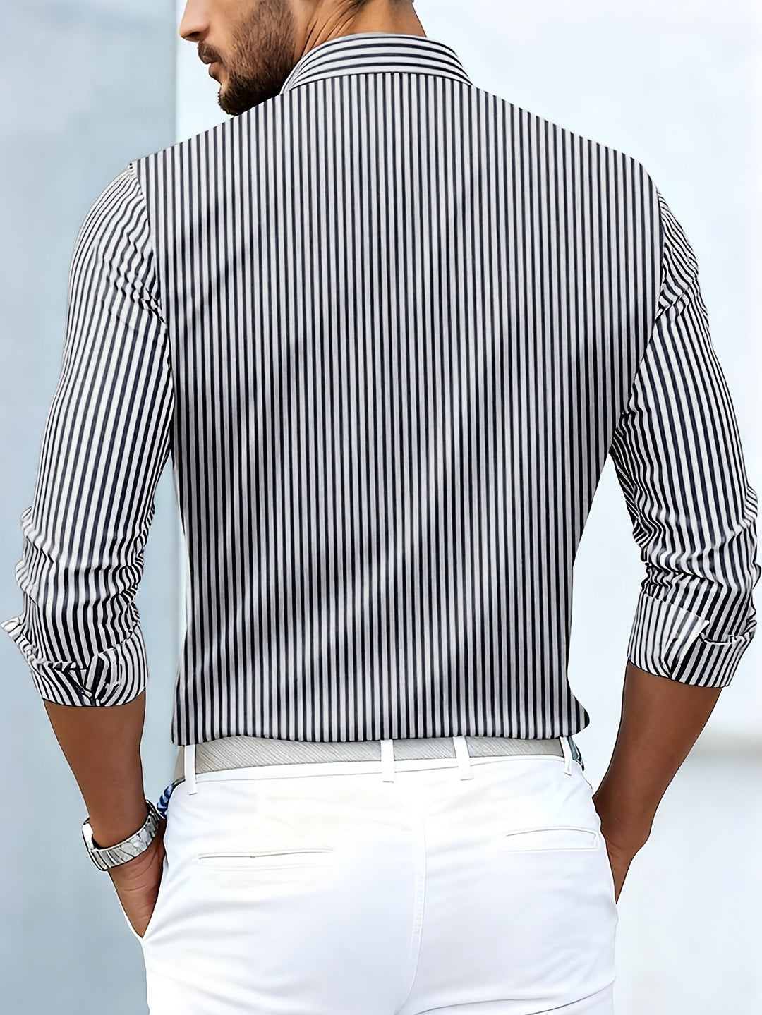 Refined Striped Long Sleeve Shirt for Men