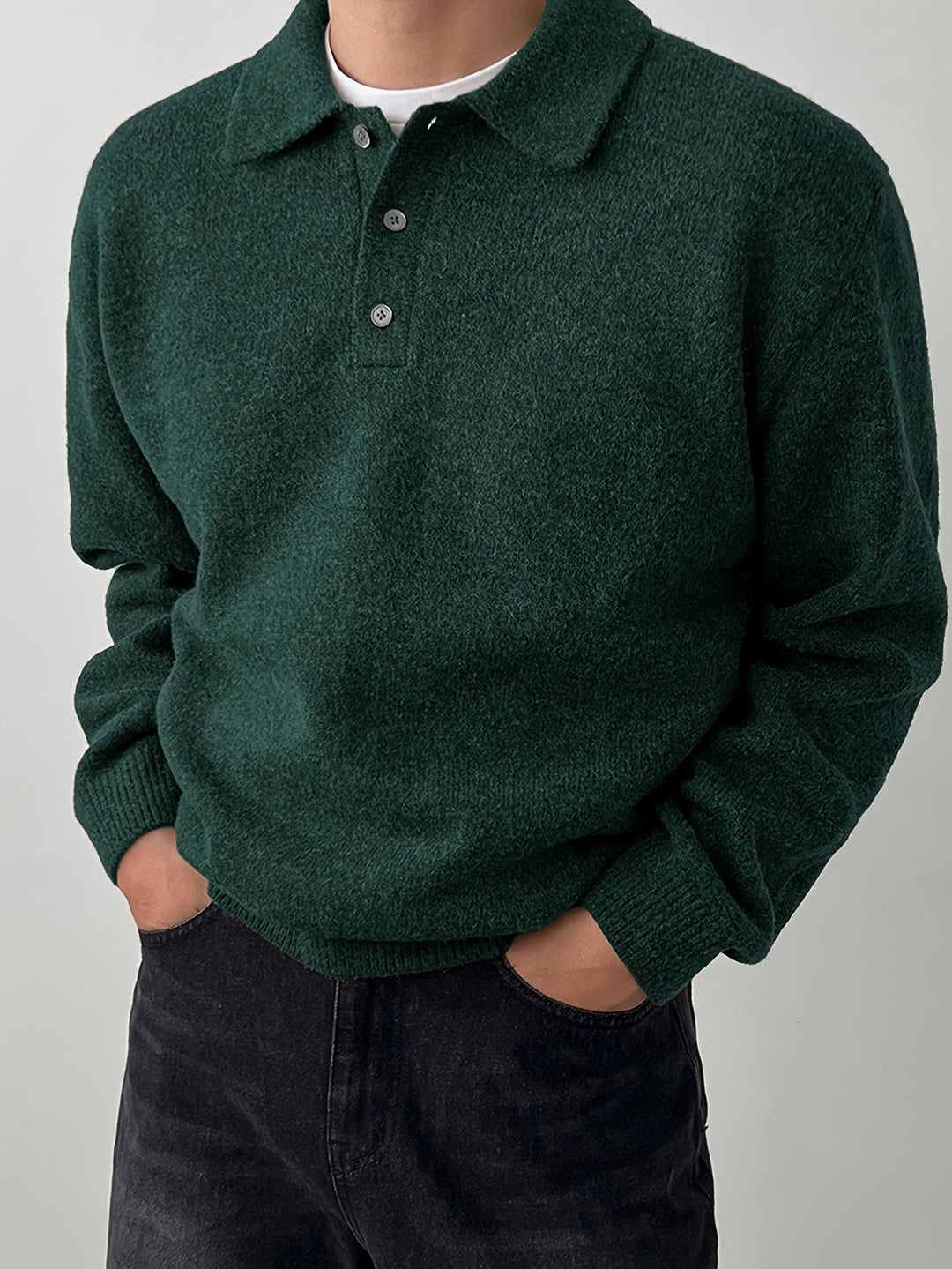 Polo Collar Sweater, Men's Refined Fit