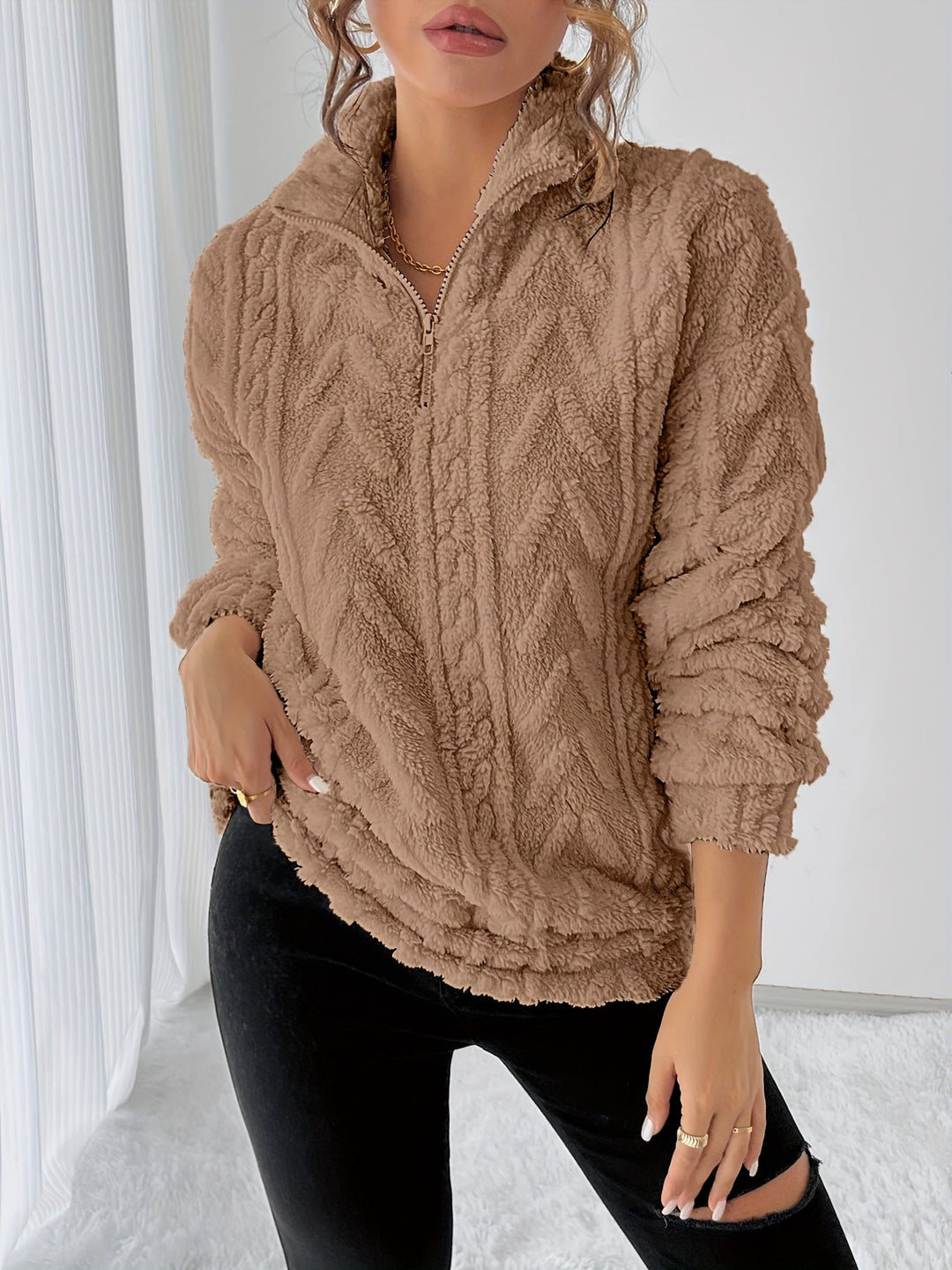Textured Pullover for Women, Cozy Style