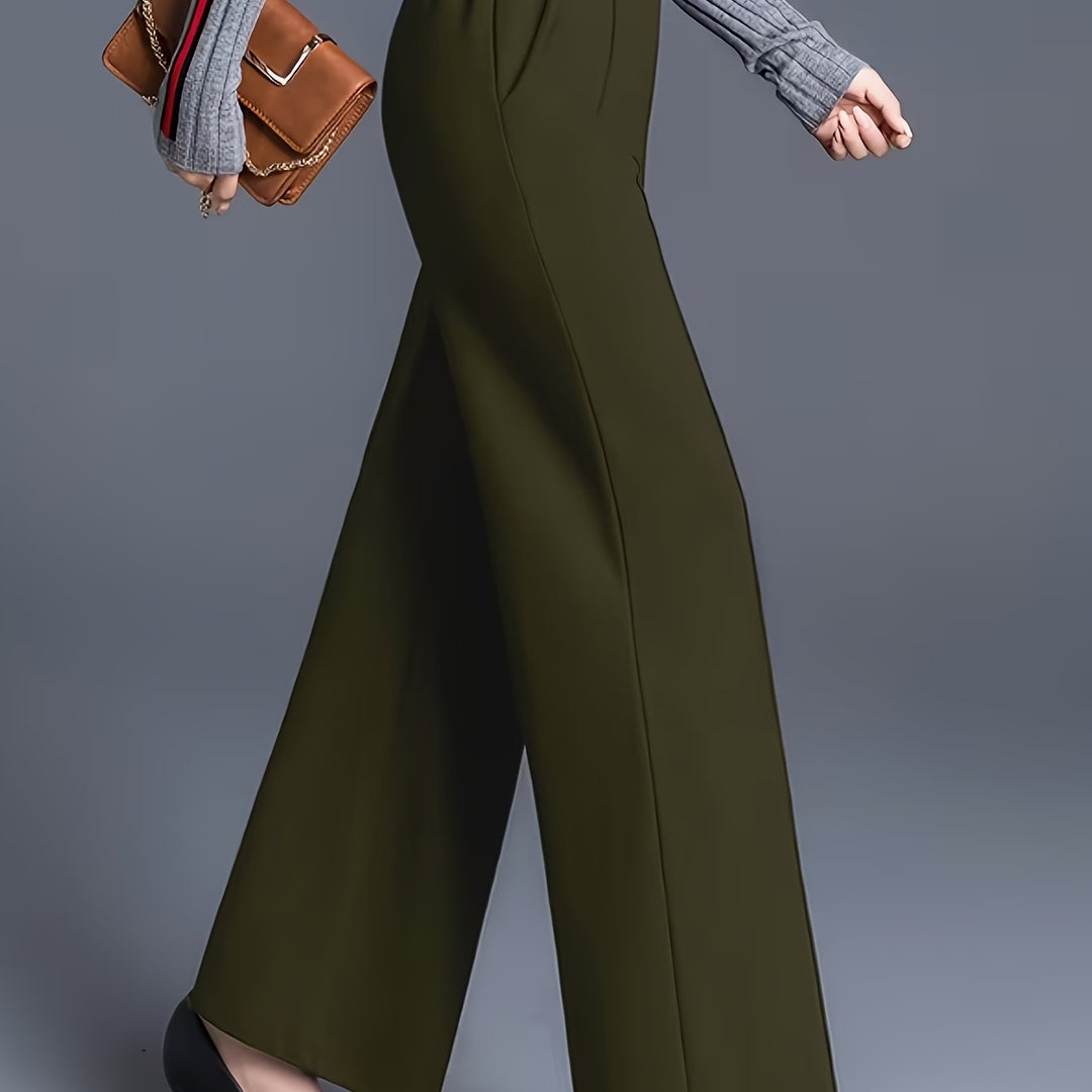 Ladies High-Waisted Wide-Leg Pants