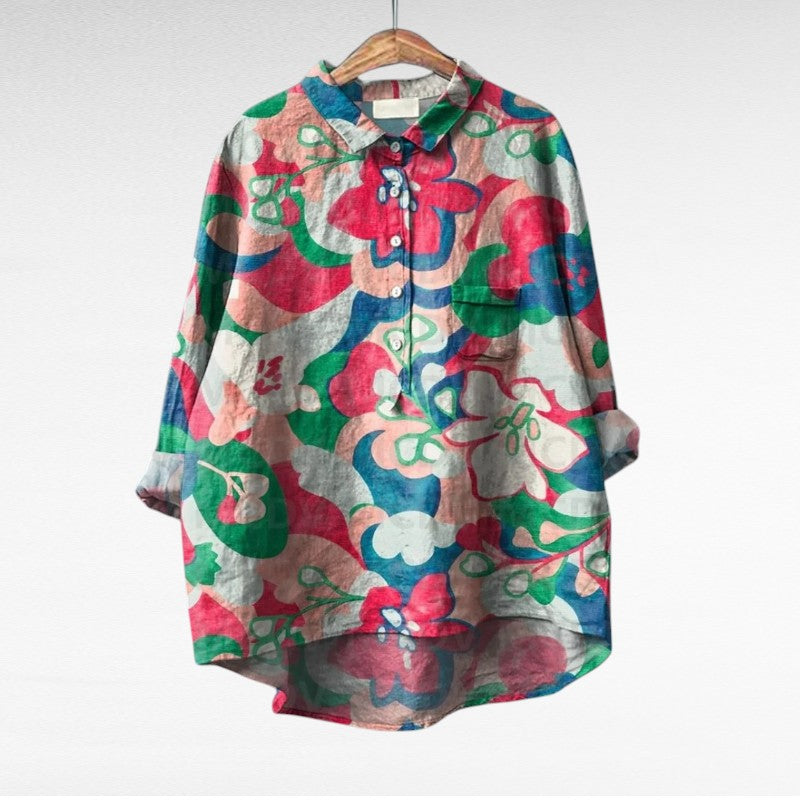 Multicolor Long Sleeve Blouse for Women, Classic Style