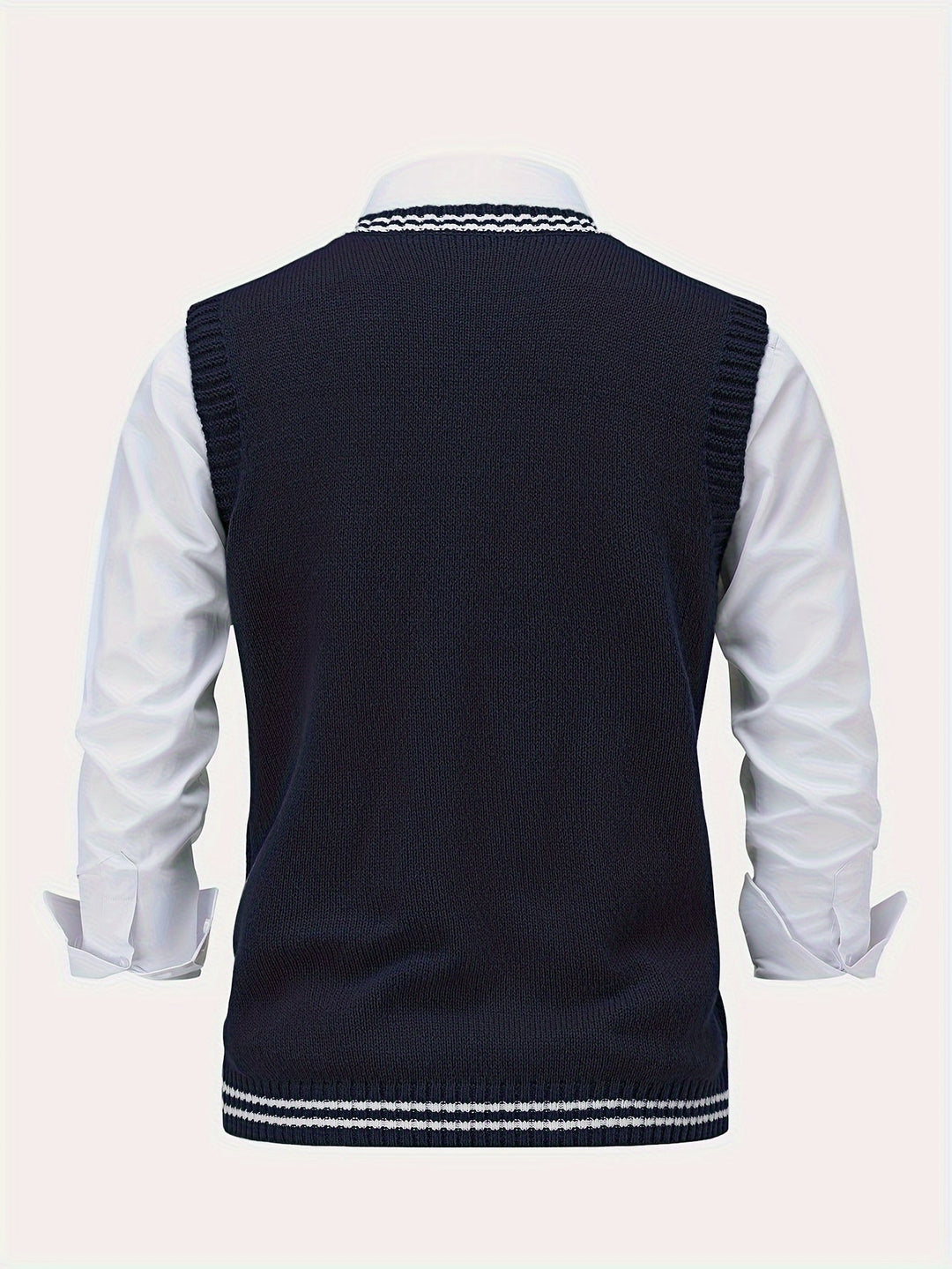Cable-Knit V-Neck Sweater Vest for Men, Dark Gray