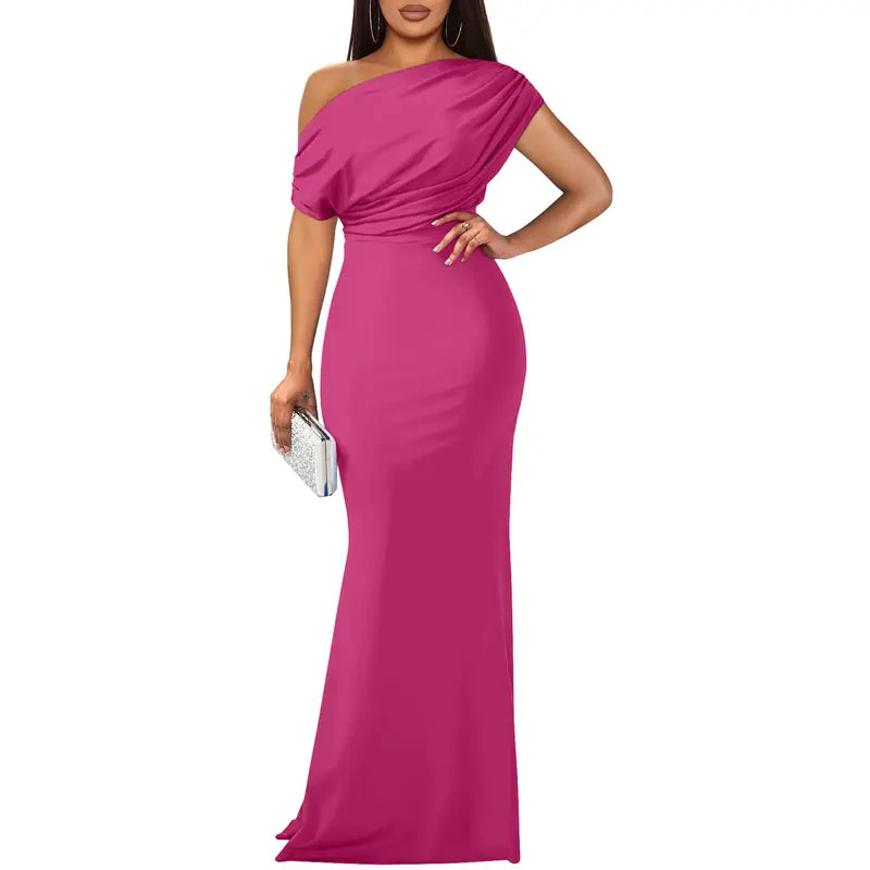Off-Shoulder Evening Dress, Women's Elegant Fit