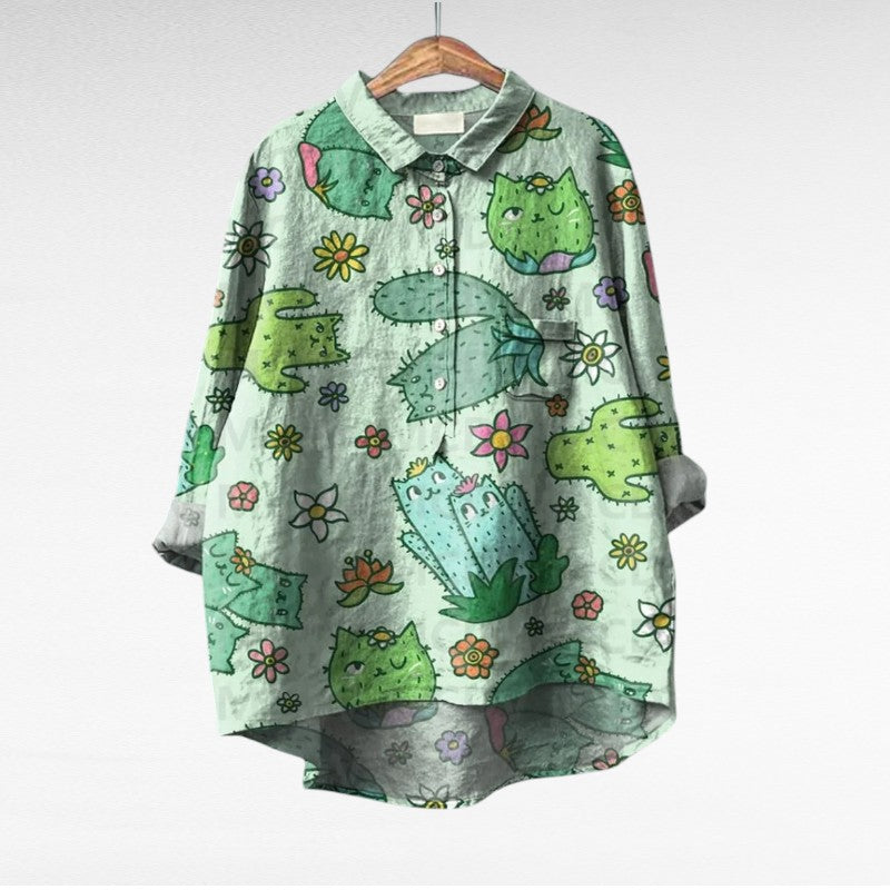 Multicolor Long Sleeve Blouse for Women, Classic Style