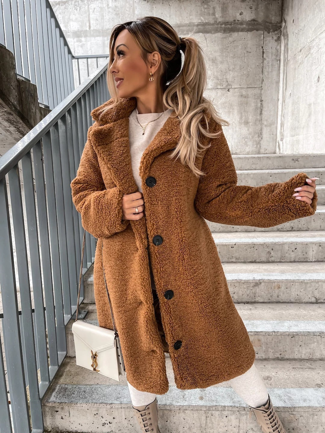 Women's Winter Coat – Apricot, Brown, Dark Brown, Khaki