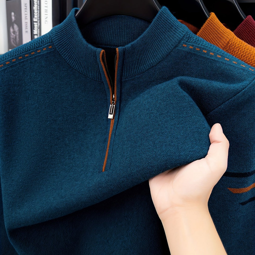 Half-Zip Mock Neck Sweater for Men