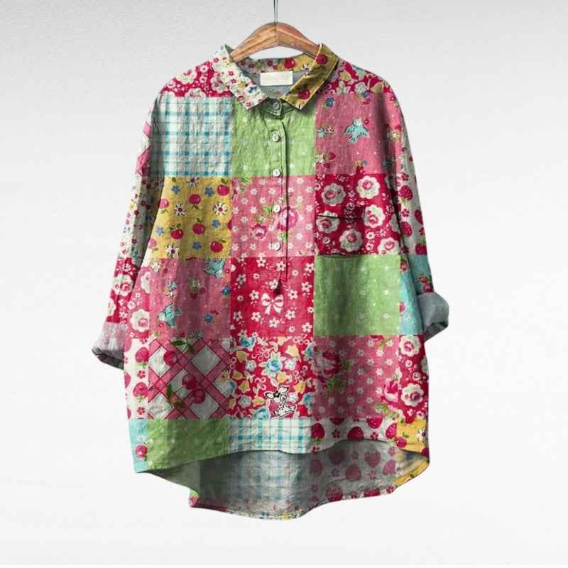 Multicolor Long Sleeve Blouse for Women, Classic Style
