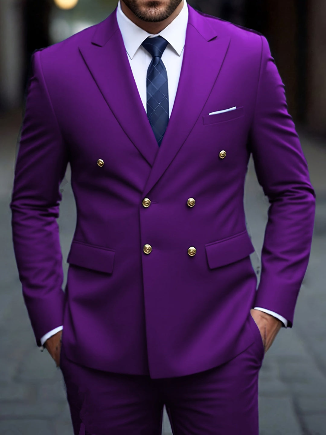 Double-Breasted Tailored Suit for Men, Plus Size