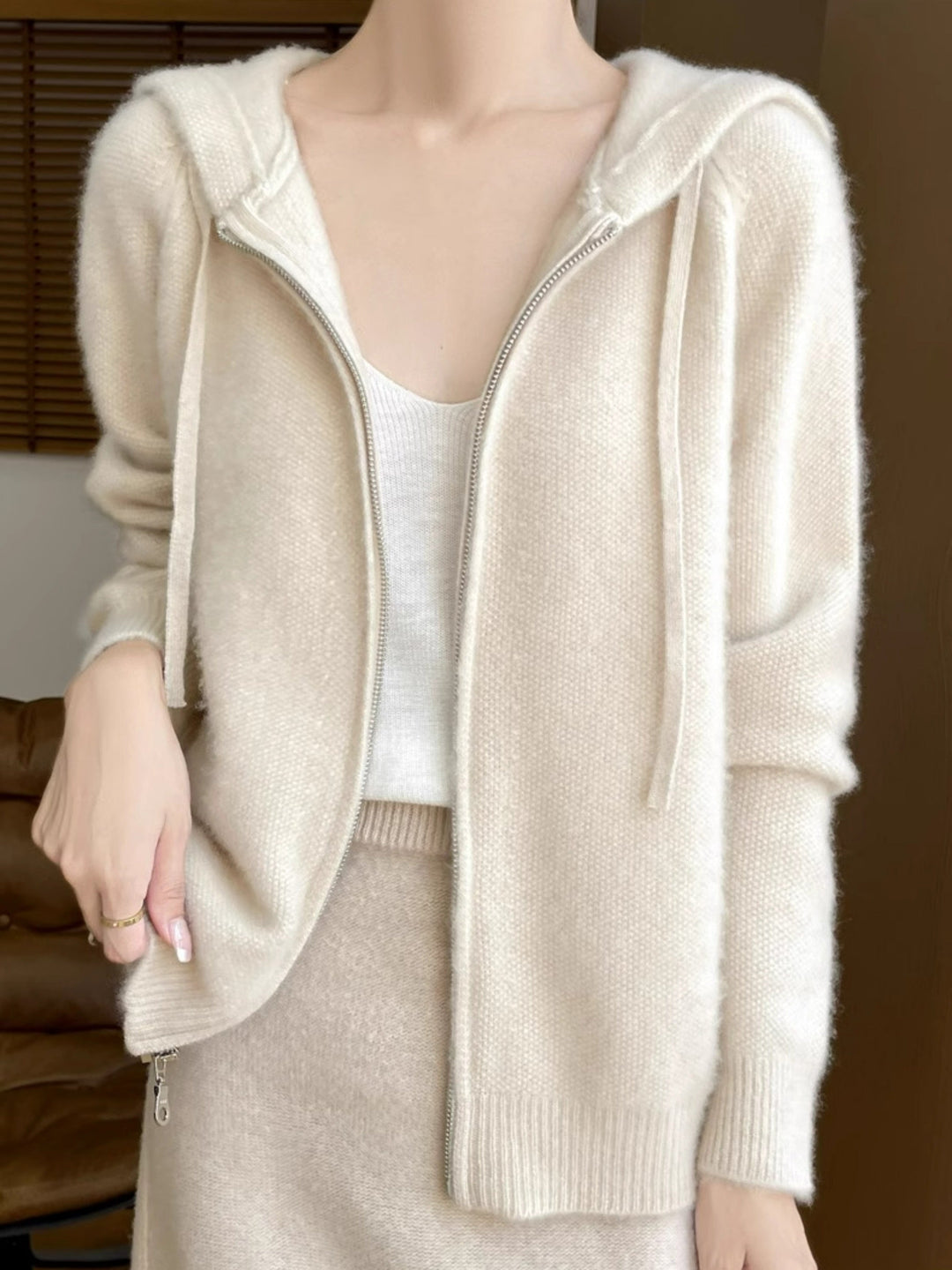 Hooded Zip-Front Cardigan for Women