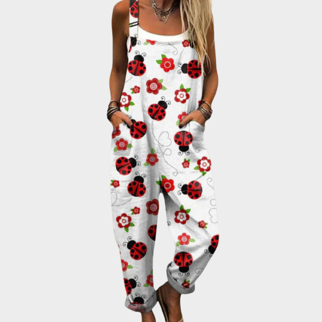 Patch Art Jumpsuit for Women, Casual Style