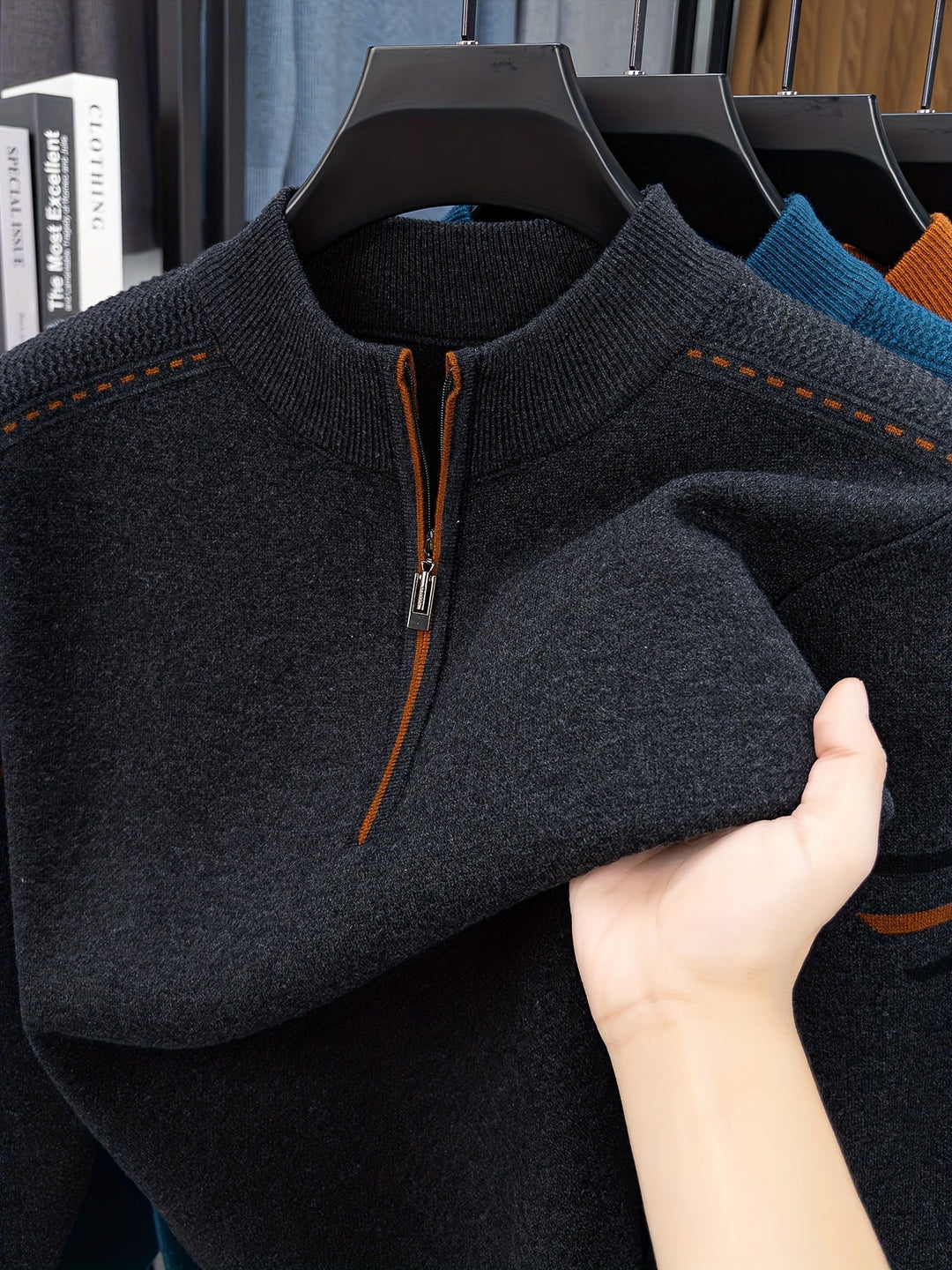 Half-Zip Mock Neck Sweater for Men