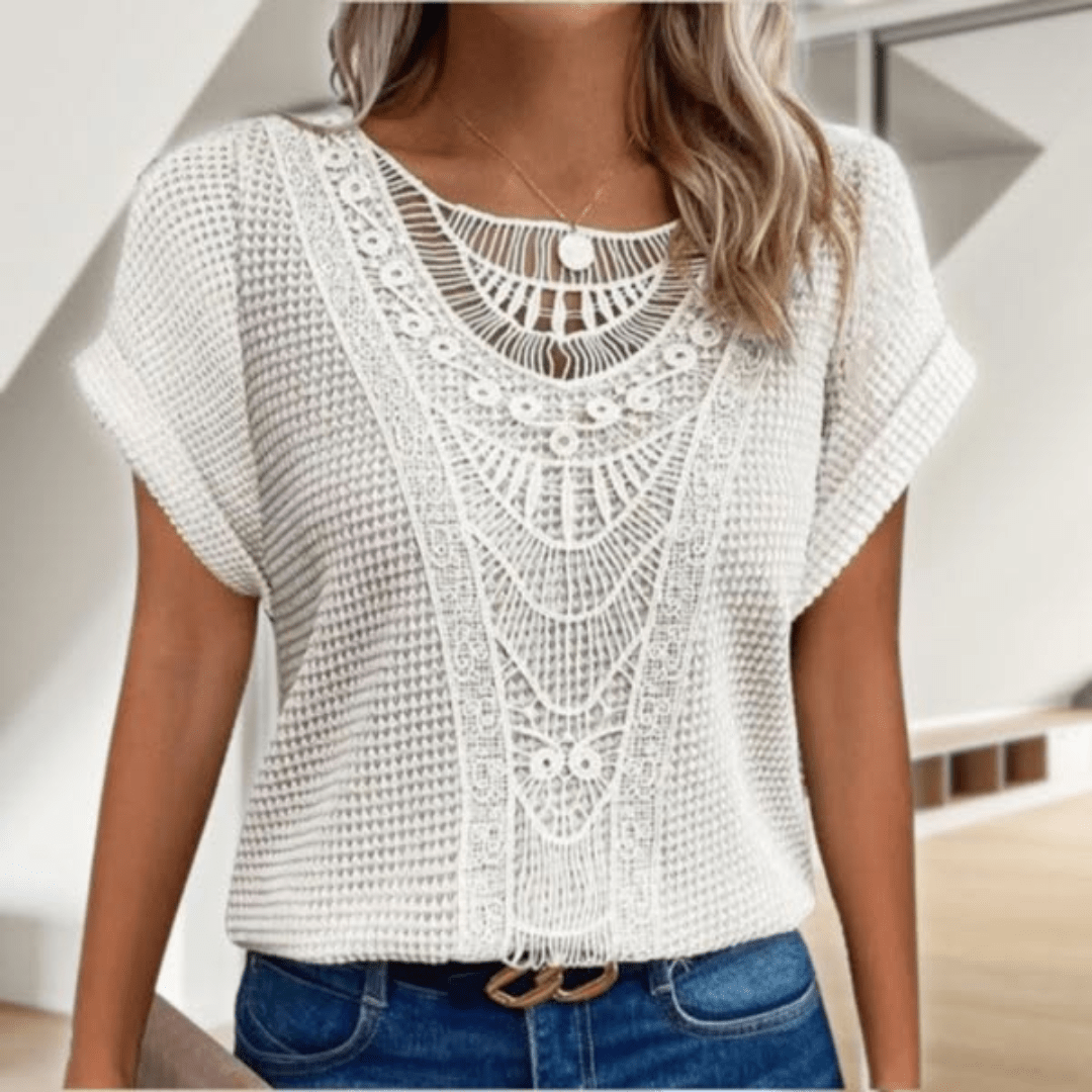 Vintage Lace Detail Top for Women, Plus Size