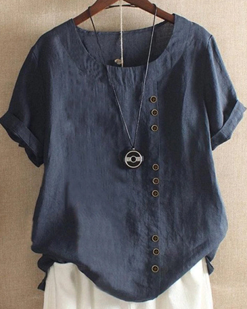 Button Detail Summer Blouse for Women, Effortless Style