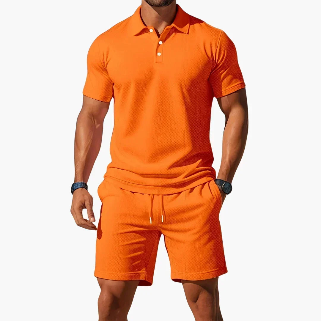 Summer Polo & Shorts Set for Men, Plus Size