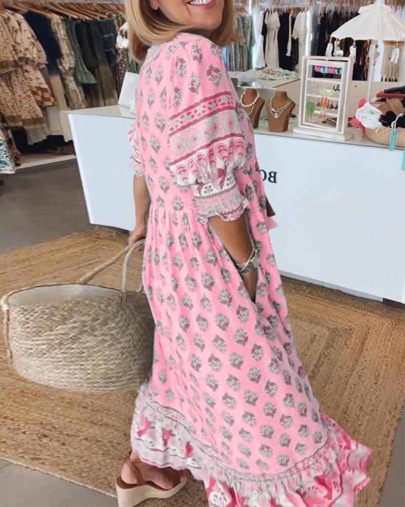 Chic Floral V-Neck Dress for Women