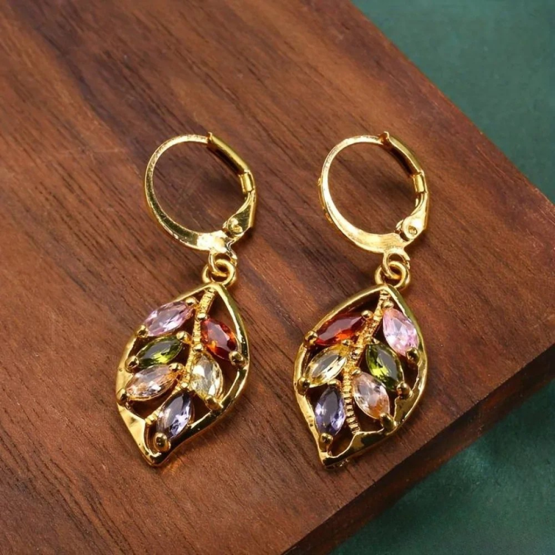 Retro Multicolor Leaf Earrings, Women's Stylish Fit