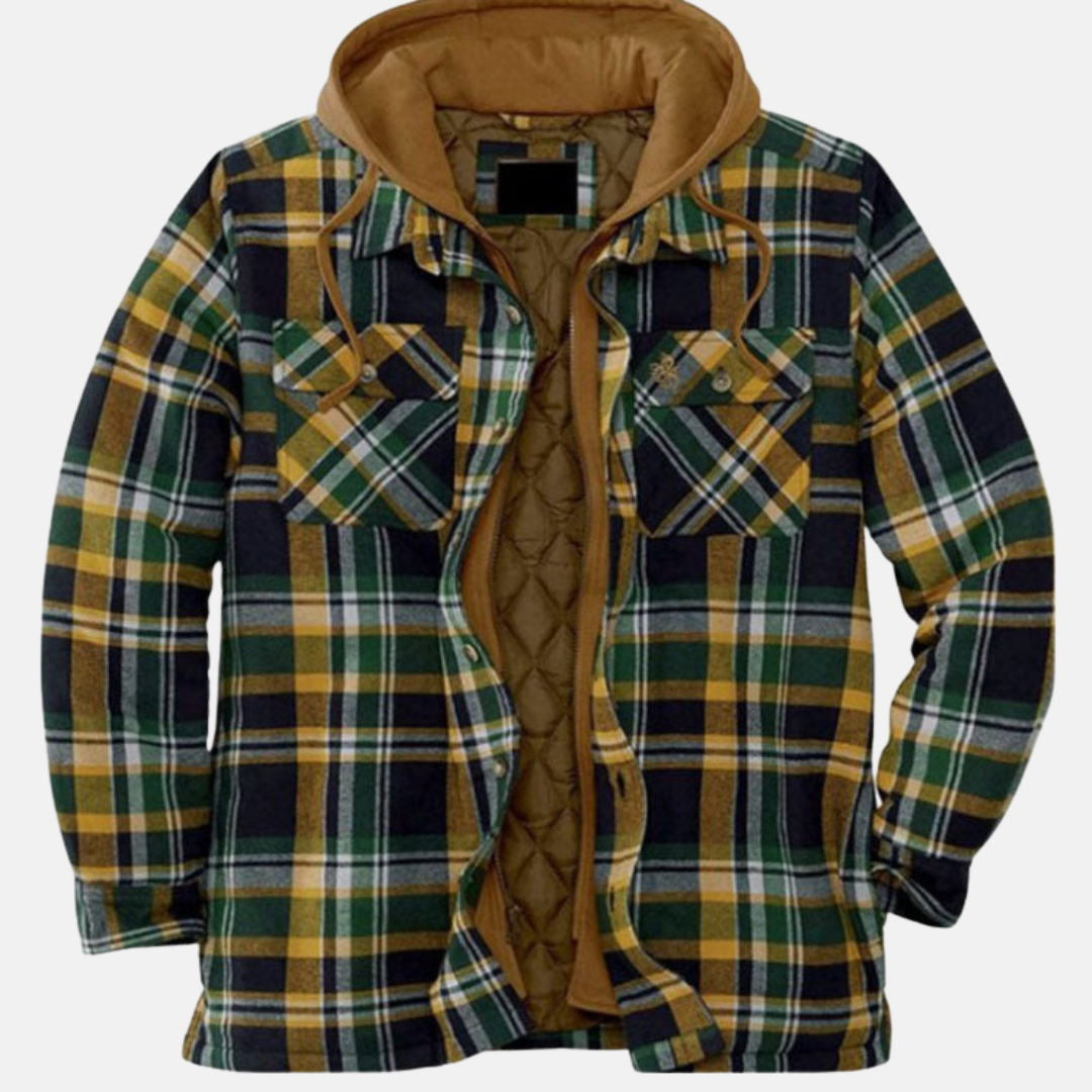 Hooded Plaid Jacket for Men, Rugged Style