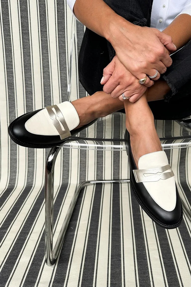 Monochrome Premium Loafers, Stylish Style