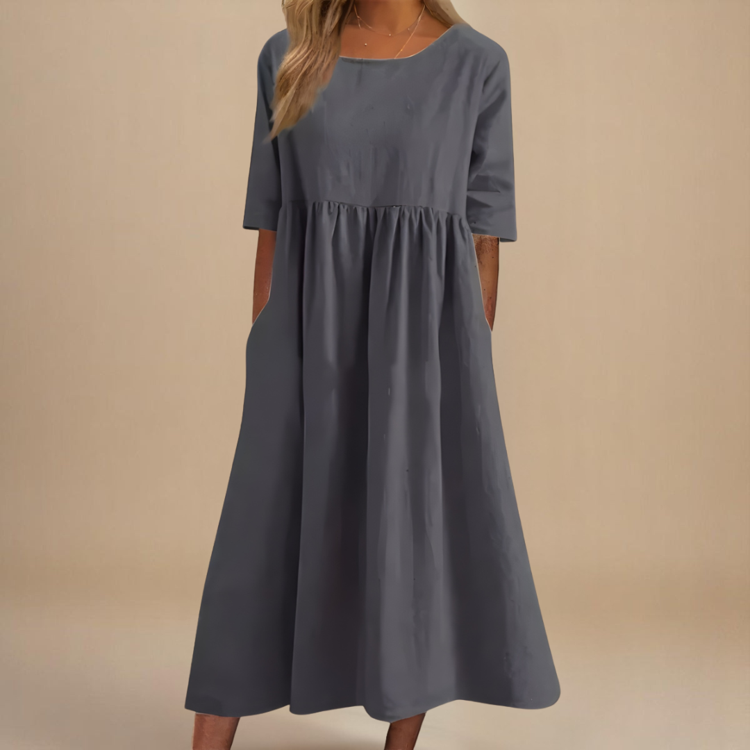 Ladies Classic Round Neck Flattering Dress