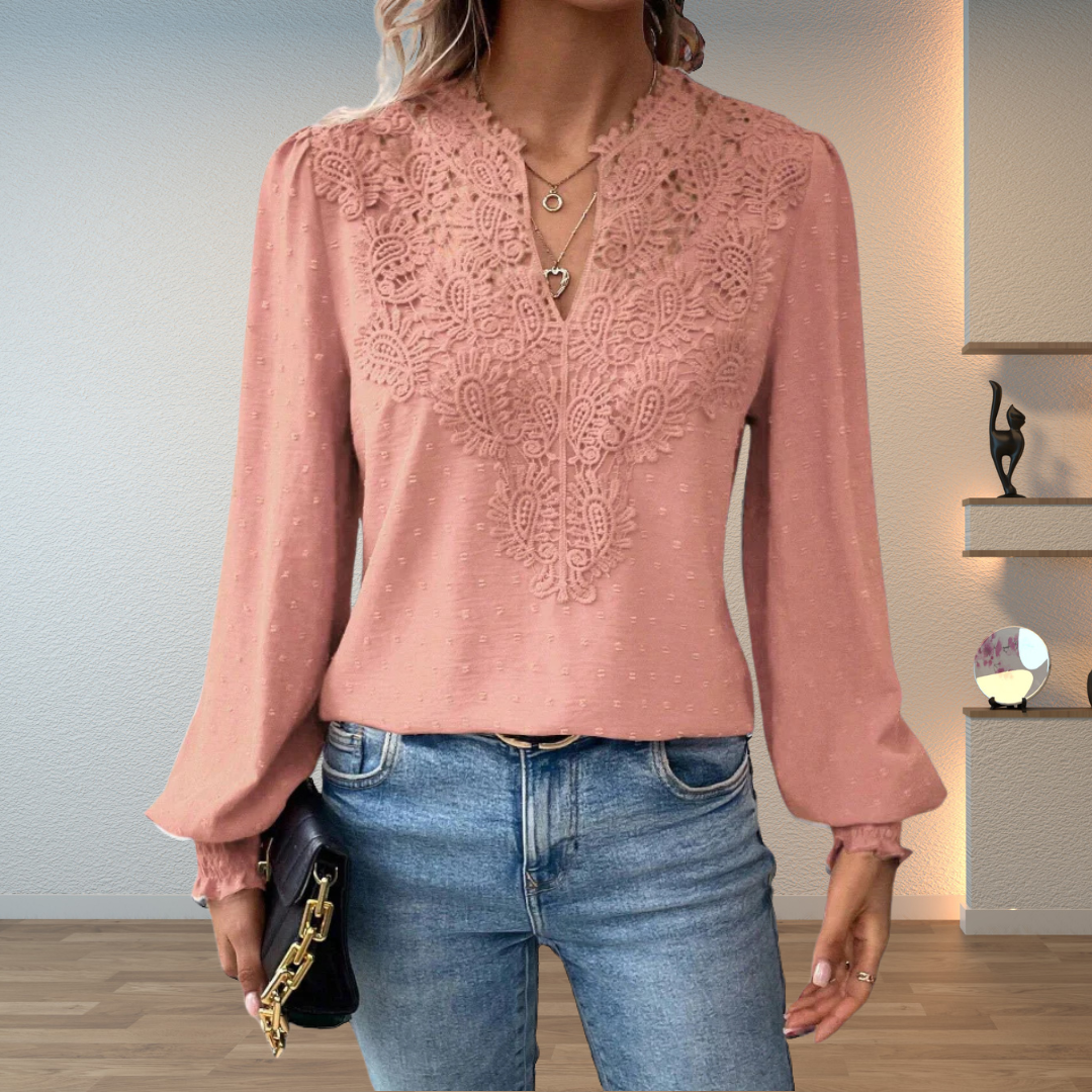 Lace-Trim Blouse for Women, Elegant Style