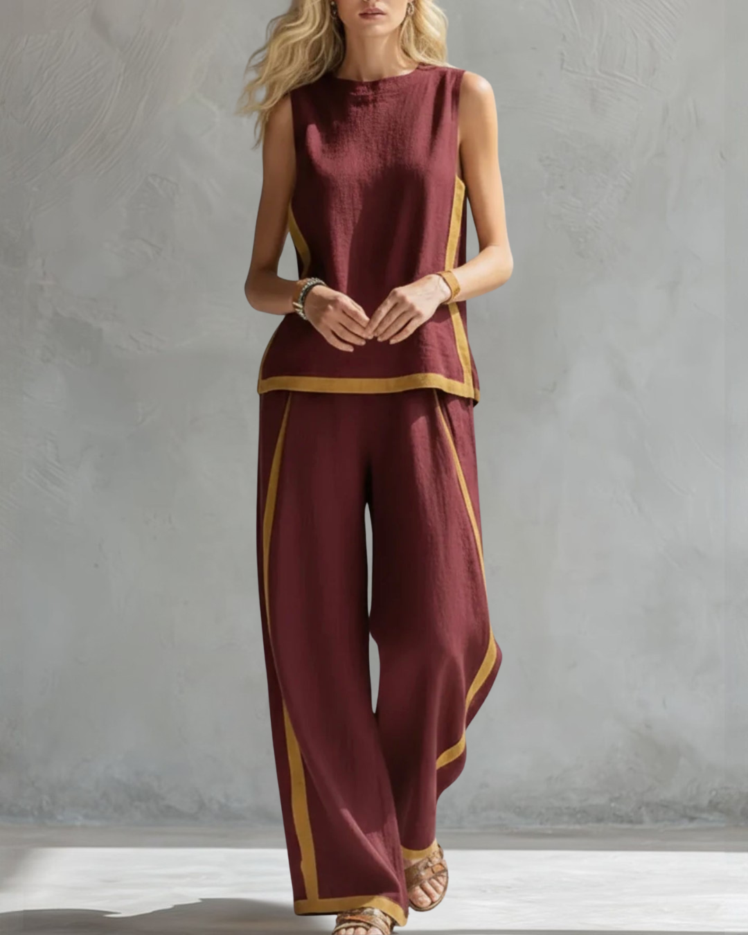 Sleeveless and Wide Trouser Set for Women, Elegant Style