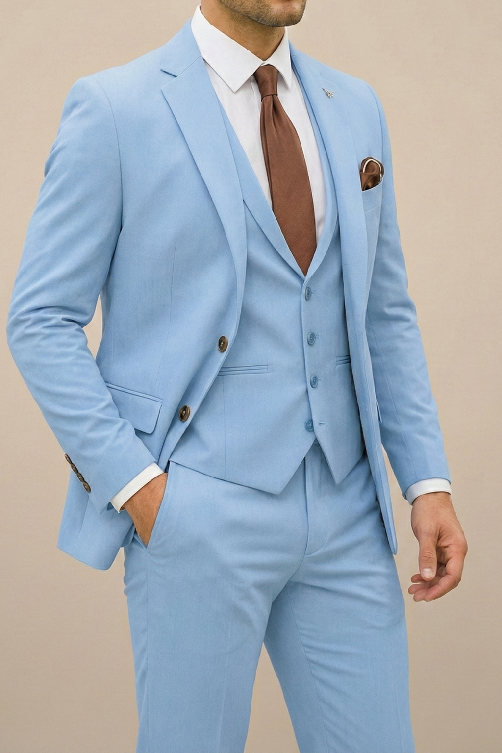 Modern Three Piece Suit for Men, Tailored Style