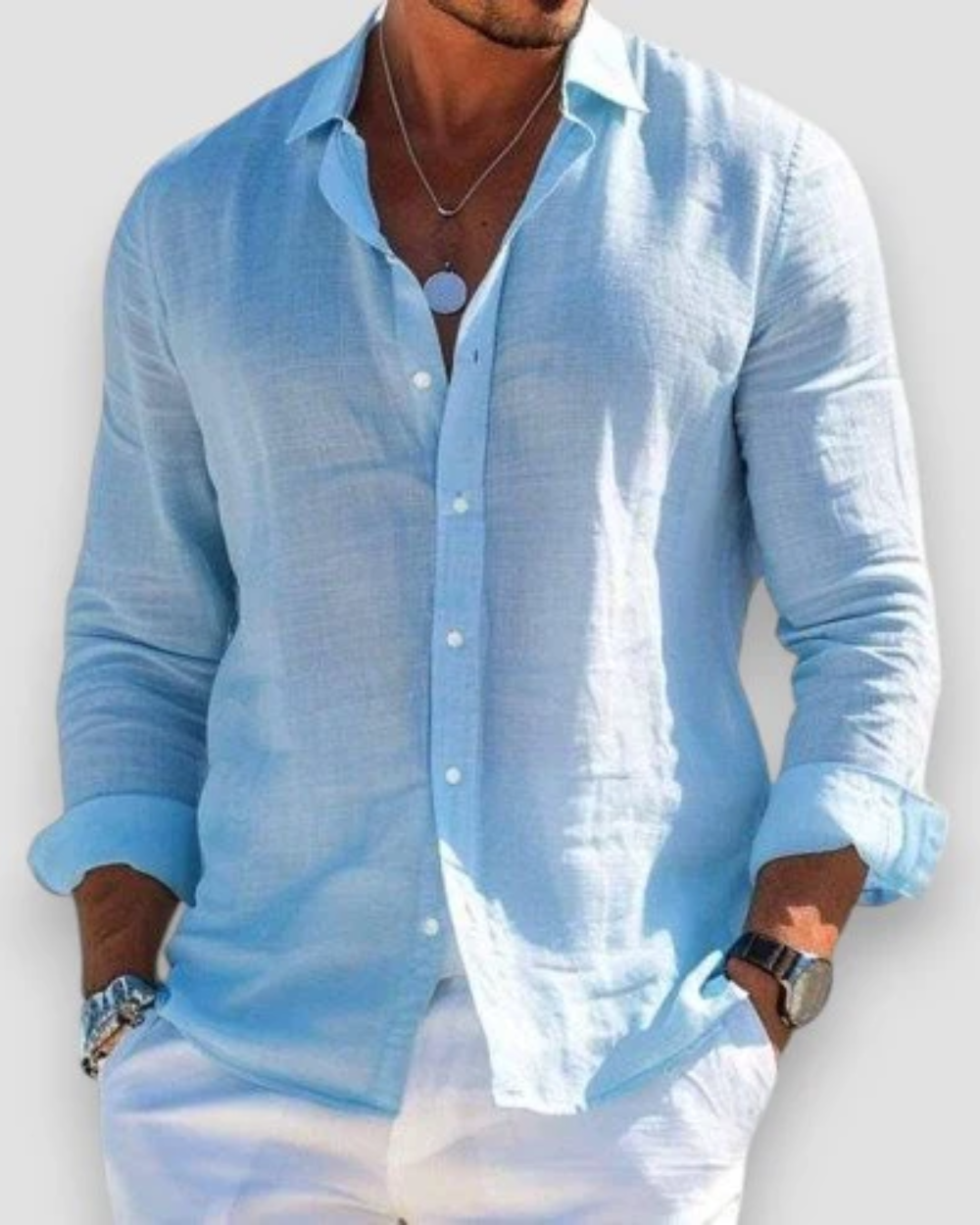 Casual Summer Long Sleeve Shirt for Men, Plus Size