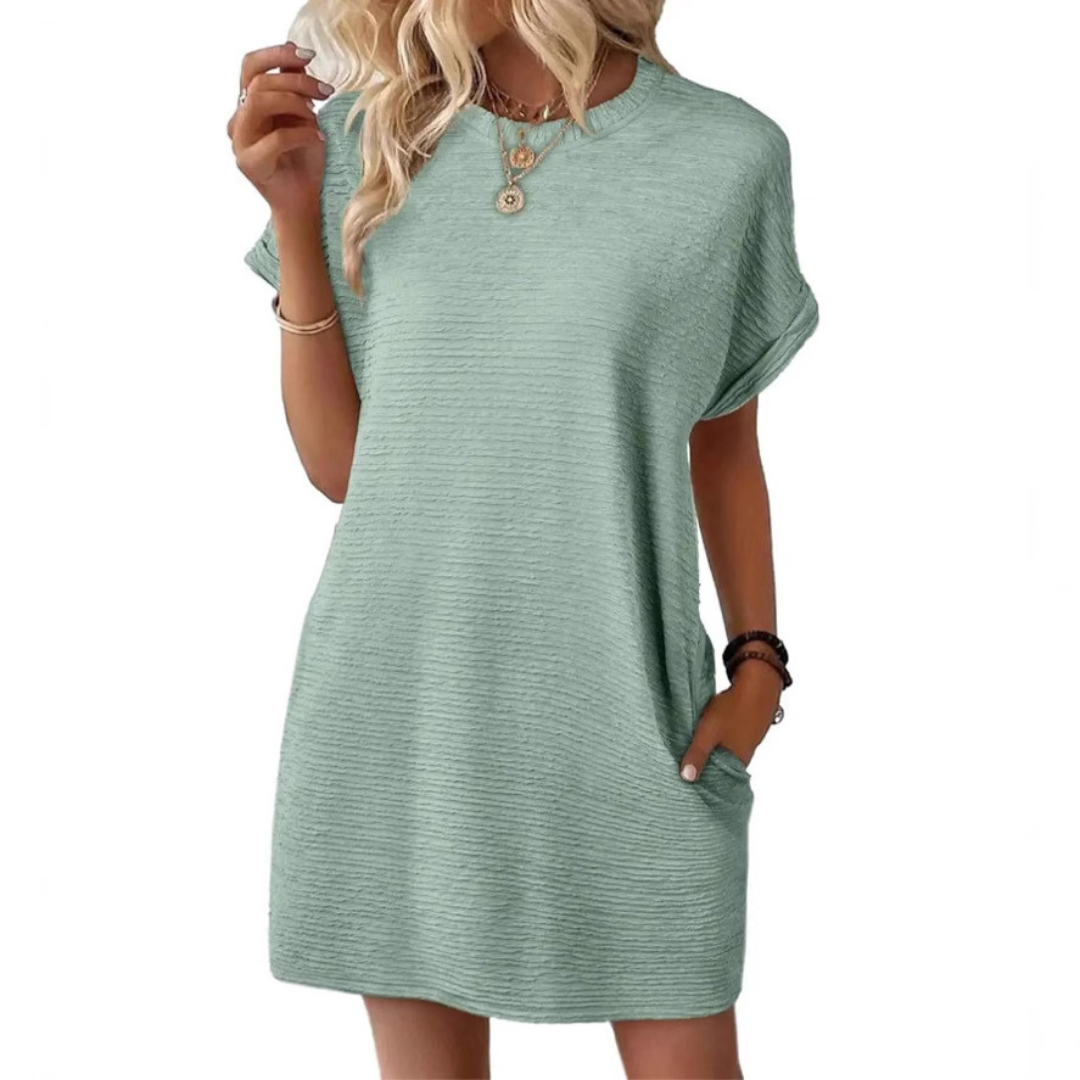 Ladies Minimalist Round Neck Summer Dress