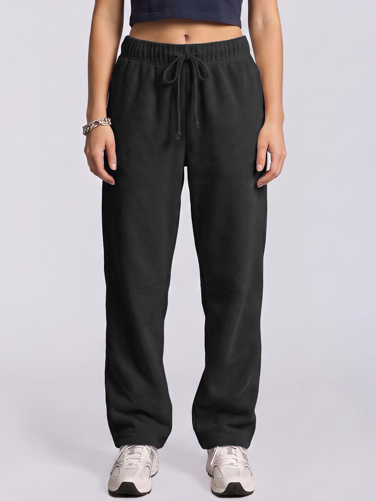 Women's Sherpa Thermal Wide-Leg Trousers – Black