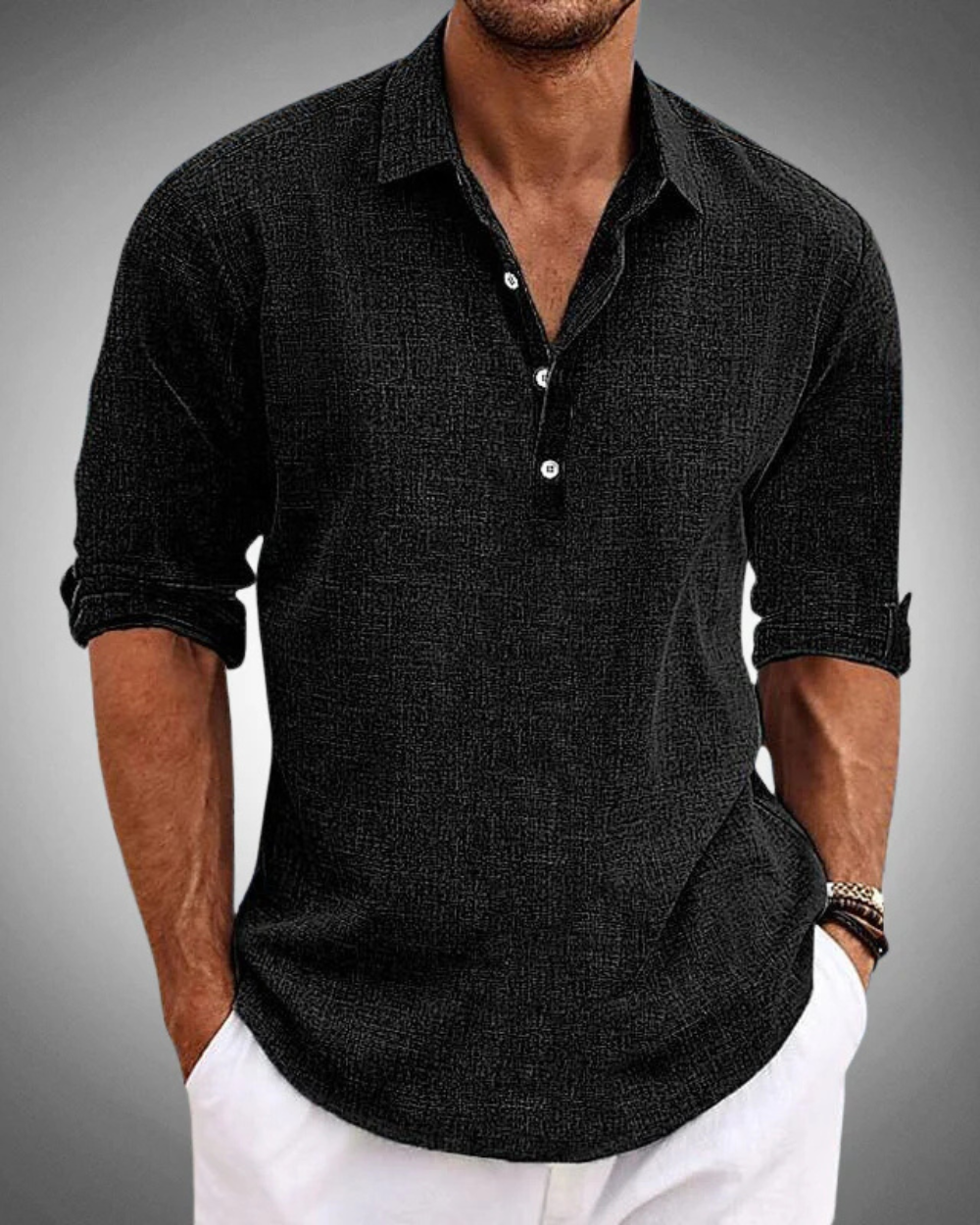 Refined Button-Front Classic Shirt for Men, Plus Size